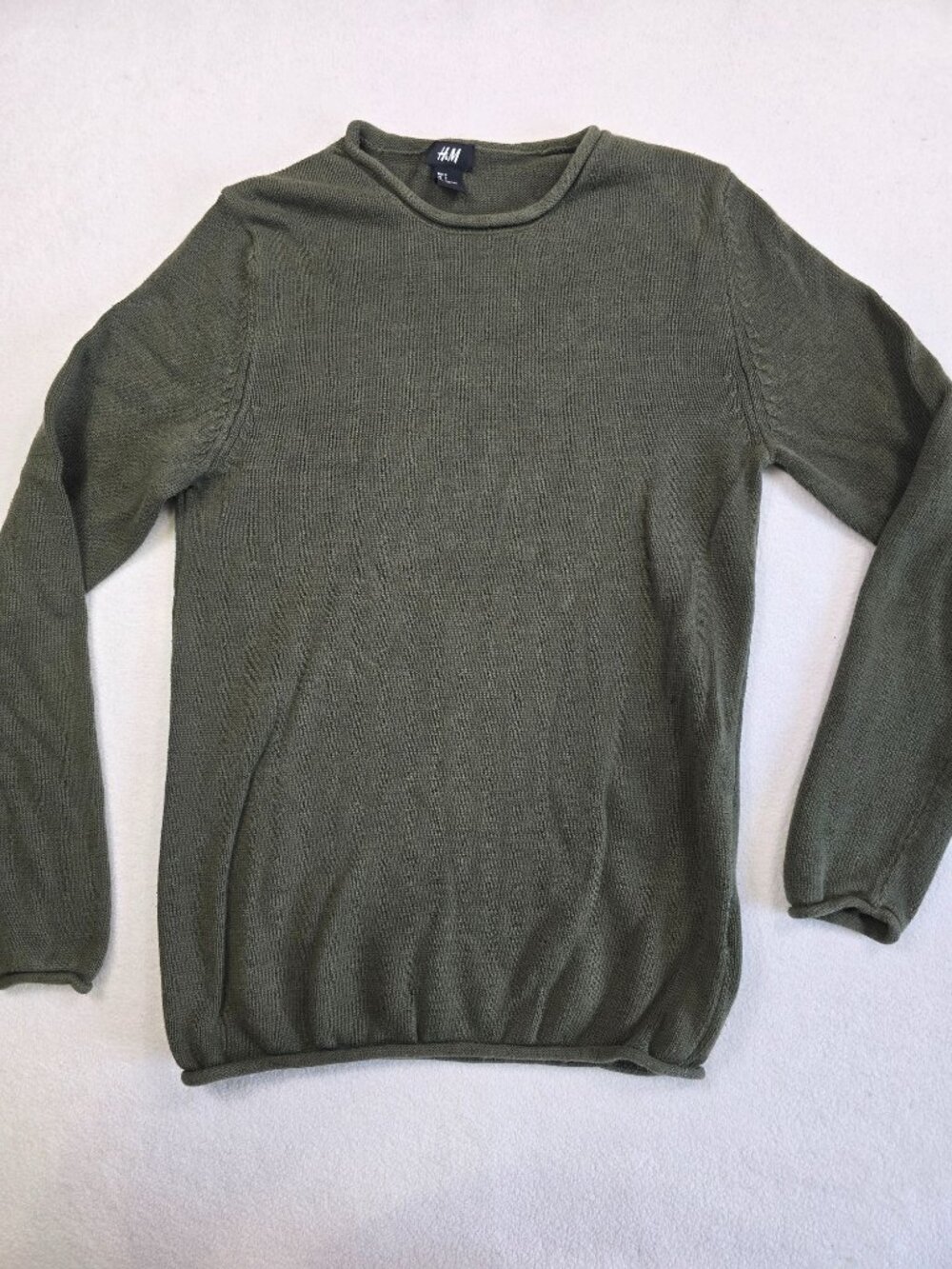H&M Mens Small Olive Green Long Sleeve Sweater
